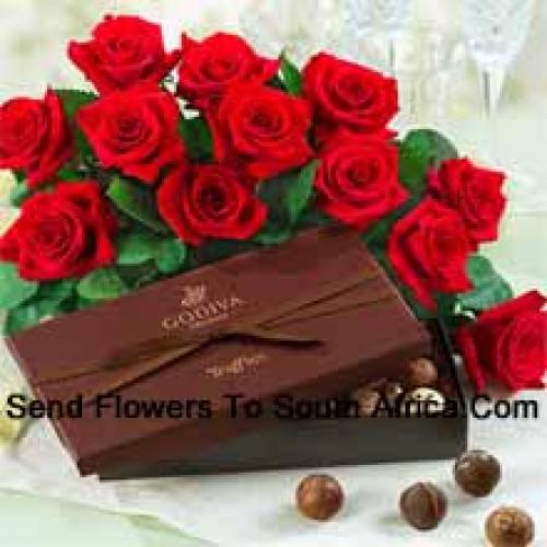 12 Beautiful Roses with Delicious Chocolates