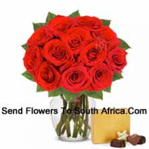 12 Red Roses with Imported Chocolates