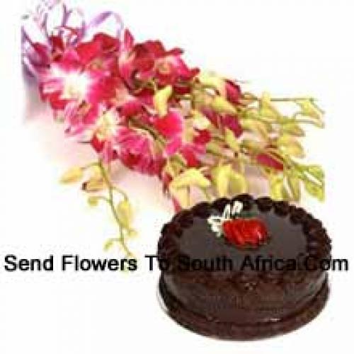 1/2 Kg Truffle Cake with Pink Orchids