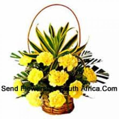 12 Elegant Yellow Carnations