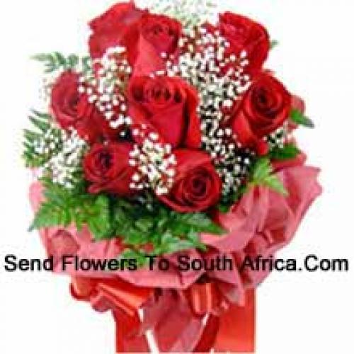 10 Wrapped Red Roses