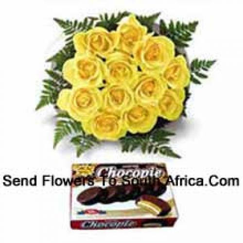 12 Beautiful Yellow Roses with Chocolate Box