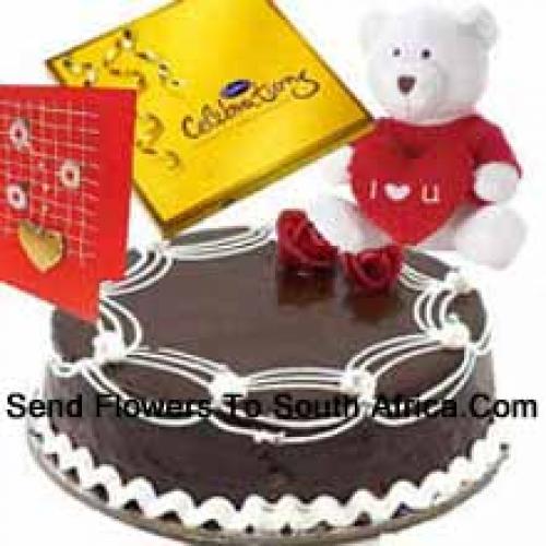 1 Kg Truffle Cake with Chocolates and Cute Teddy