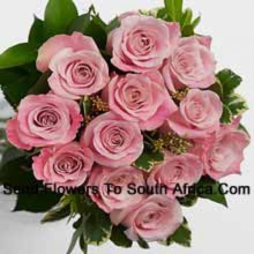 12 Rosas Cor-de-Rosa Fofas