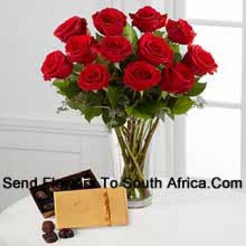 12 Red Roses with Yummy Godiva Chocolates